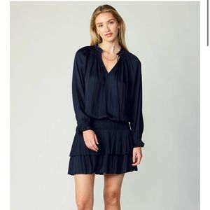 Long sleeve pleated mini dress